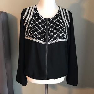 Forever 21 Embellished Zip Up Blouse